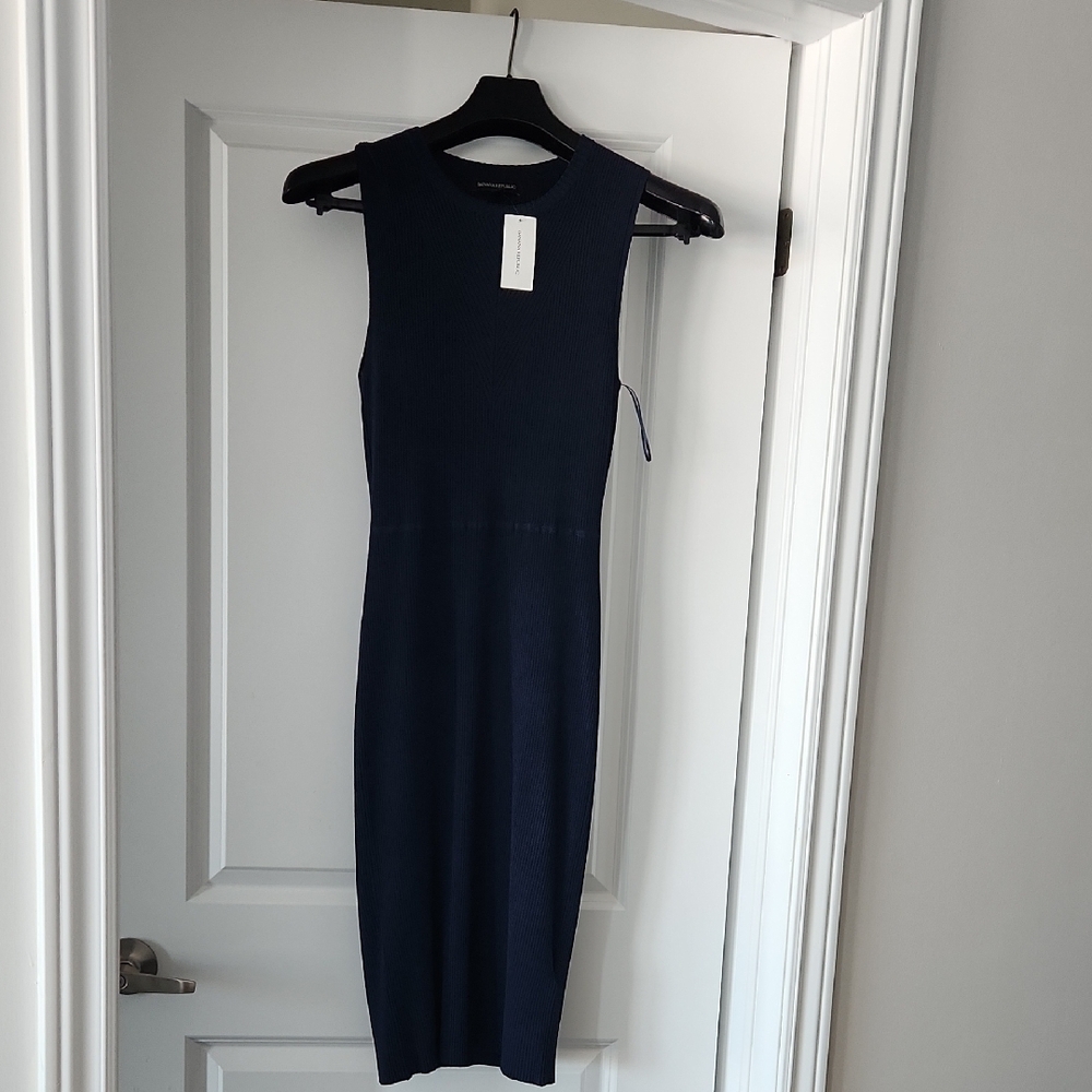 Banana Republic Blue Ribbed Halter Midi Dress